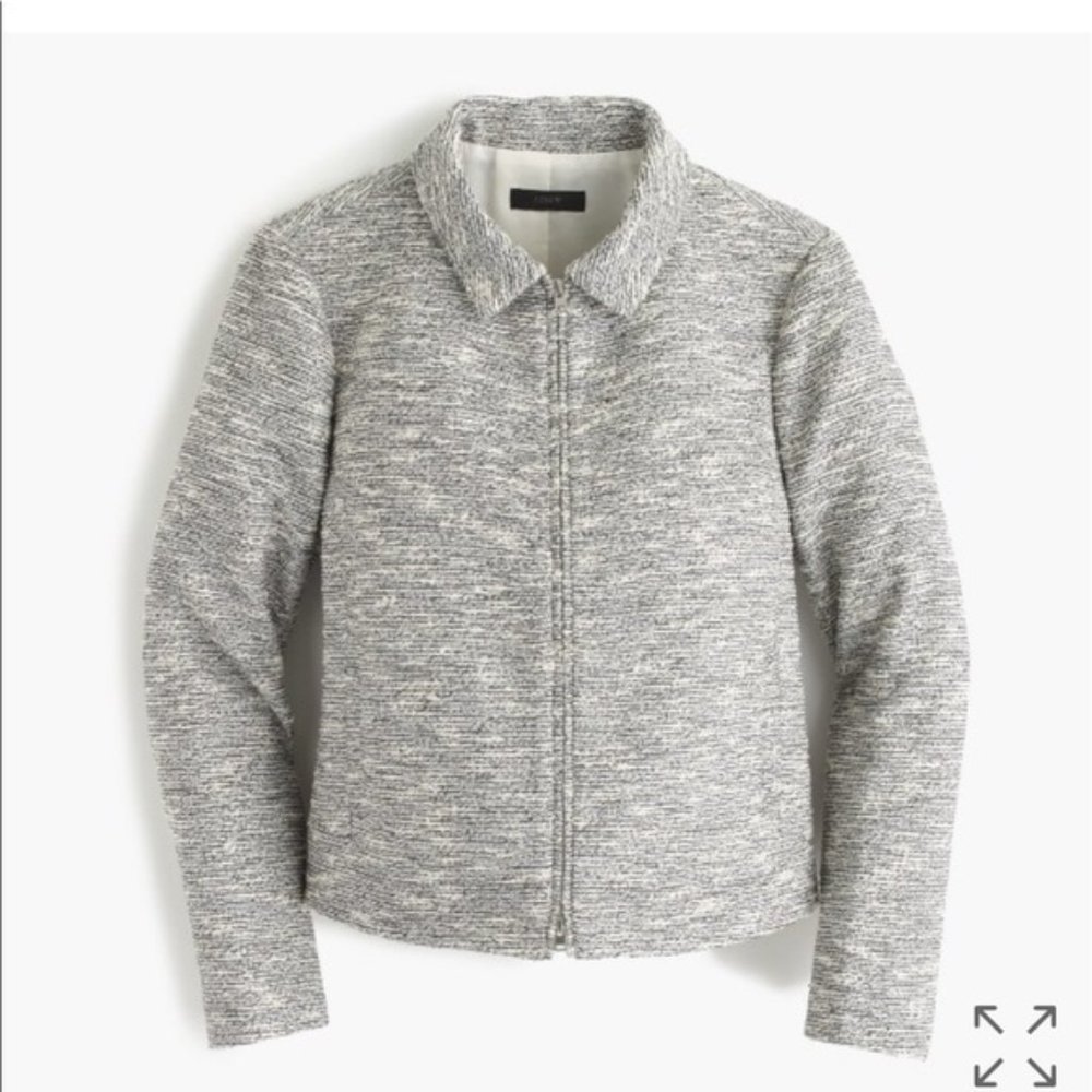 NWOT. J. Crew Zip jacket in black-and-white twee - Picture 2 of 8